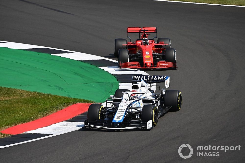 George Russell, Williams FW43, Sebastian Vettel, Ferrari SF1000