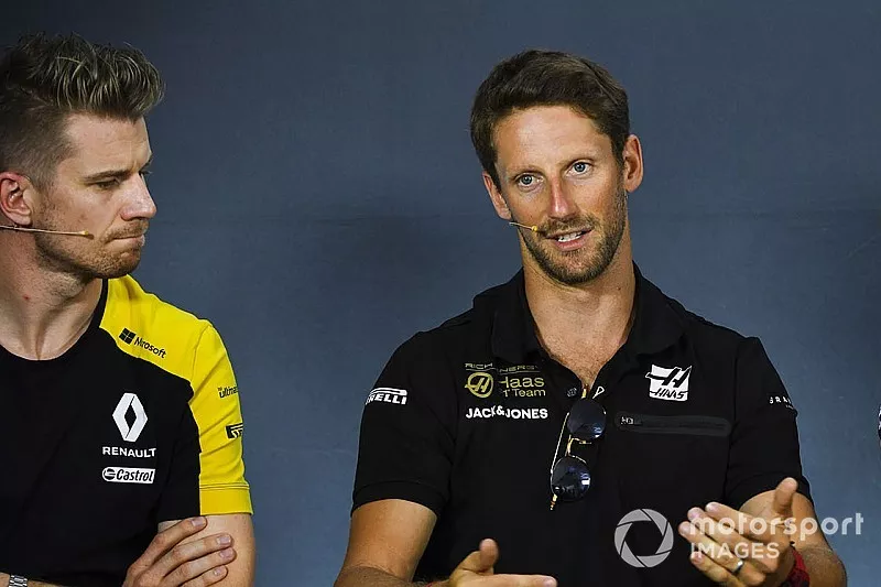 Nico Hulkenberg, Renault F1 Team, Romain Grosjean, Haas F1 and Pierre Gasly, Red Bull Racing in Press Conference 