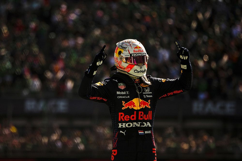 Max Verstappen, Red Bull Racing, 1st position, celebrates in Parc Ferme