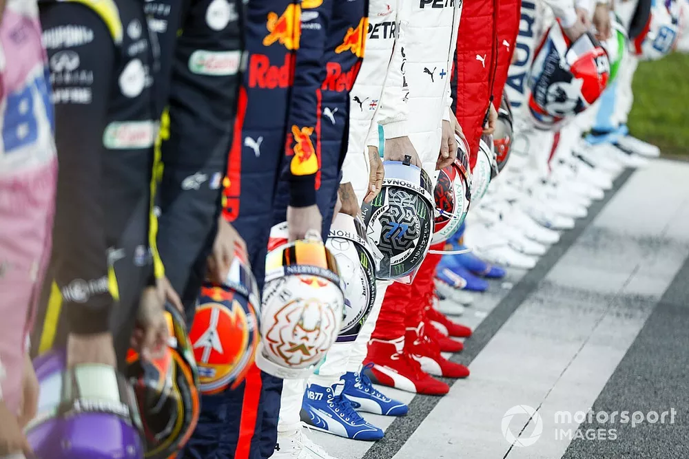 2020 drivers line up on the grid