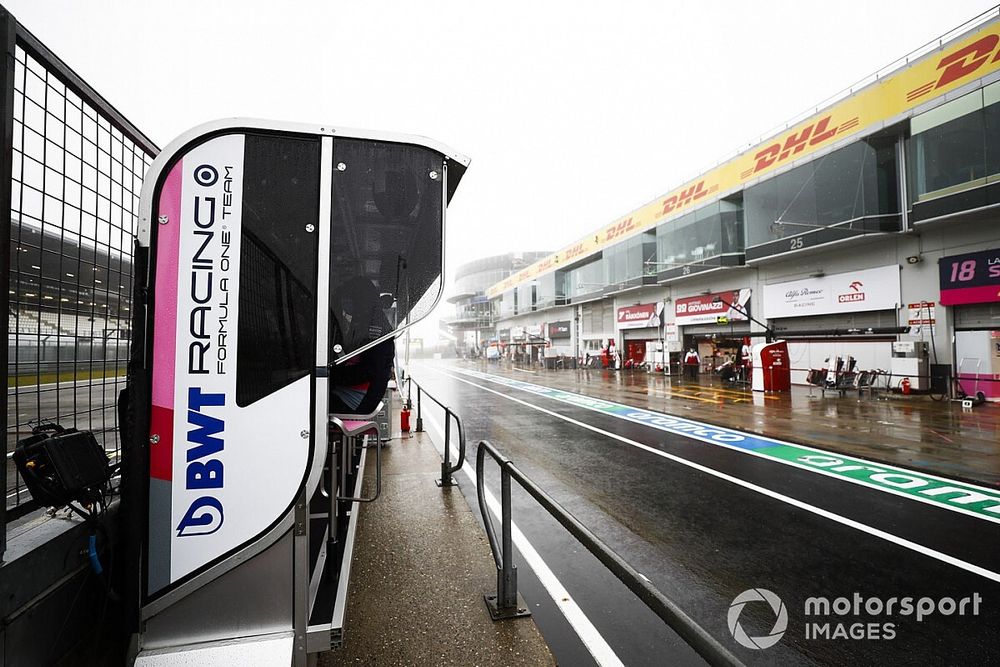 Pit wall with Racing Point F1 Team