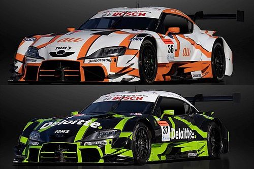 トムス、2023年スーパーGTマシンカラーリングを発表。2台揃ってデザイン一新「 あらゆる方向に挑戦していく力」を表現