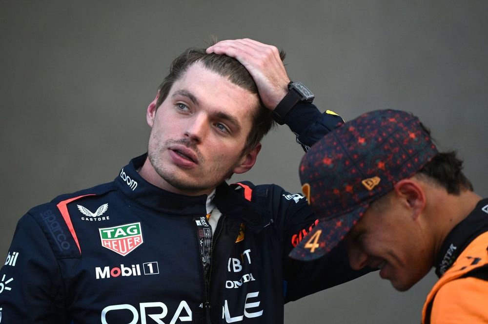 Max Verstappen, Red Bull Racing, Lando Norris, McLaren F1 Team, in Parc Ferme after Qualifying