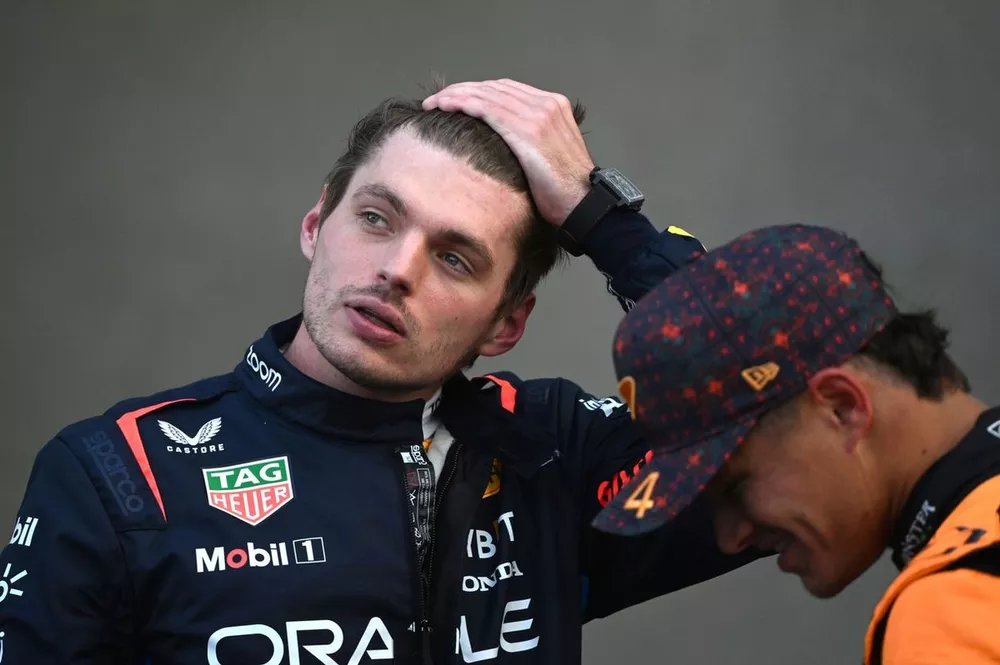 Max Verstappen, Red Bull Racing, Lando Norris, McLaren F1 Team, in Parc Ferme after Qualifying