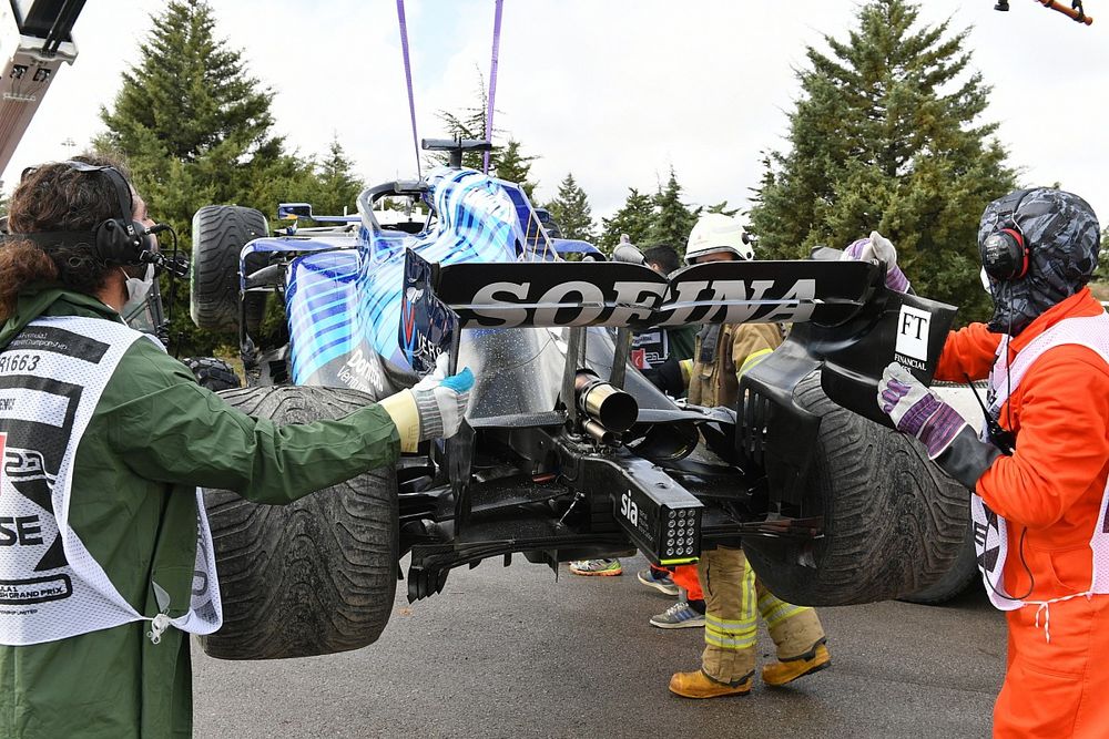 George Russell, Williams FW43B tras salirse de pista
