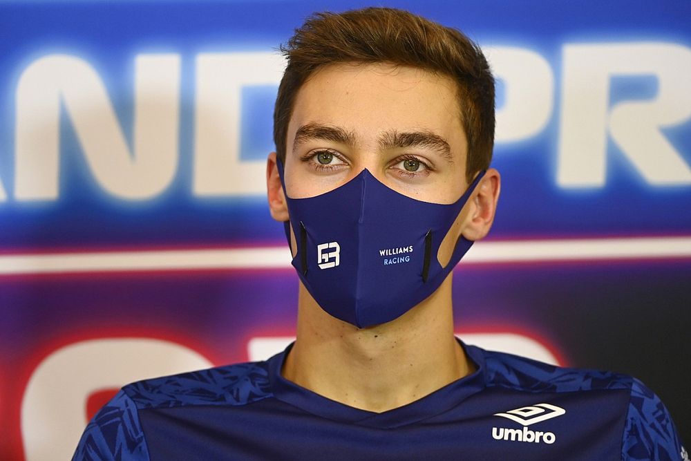 George Russell, Williams in the drivers press conference