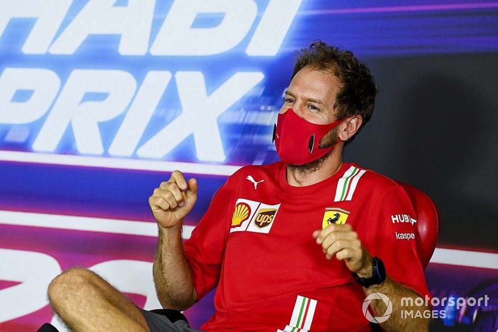 Sebastian Vettel, Ferrari in the press conference 