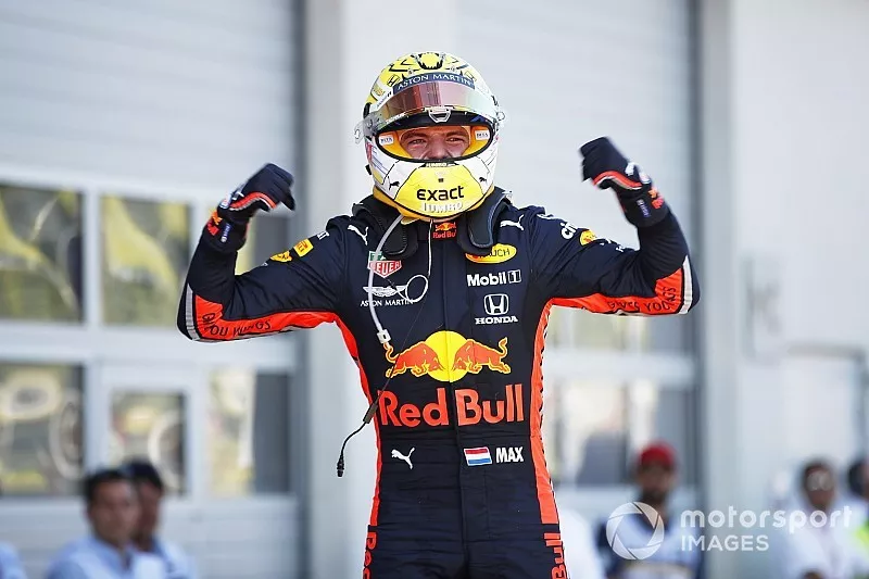 Max Verstappen, Red Bull Racing, vainqueur, dans le Parc Ferm&eacute;