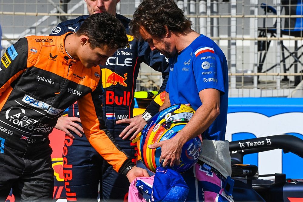 Lando Norris, McLaren, Max Verstappen, Red Bull Racing, Fernando Alonso, Alpine F1 Team