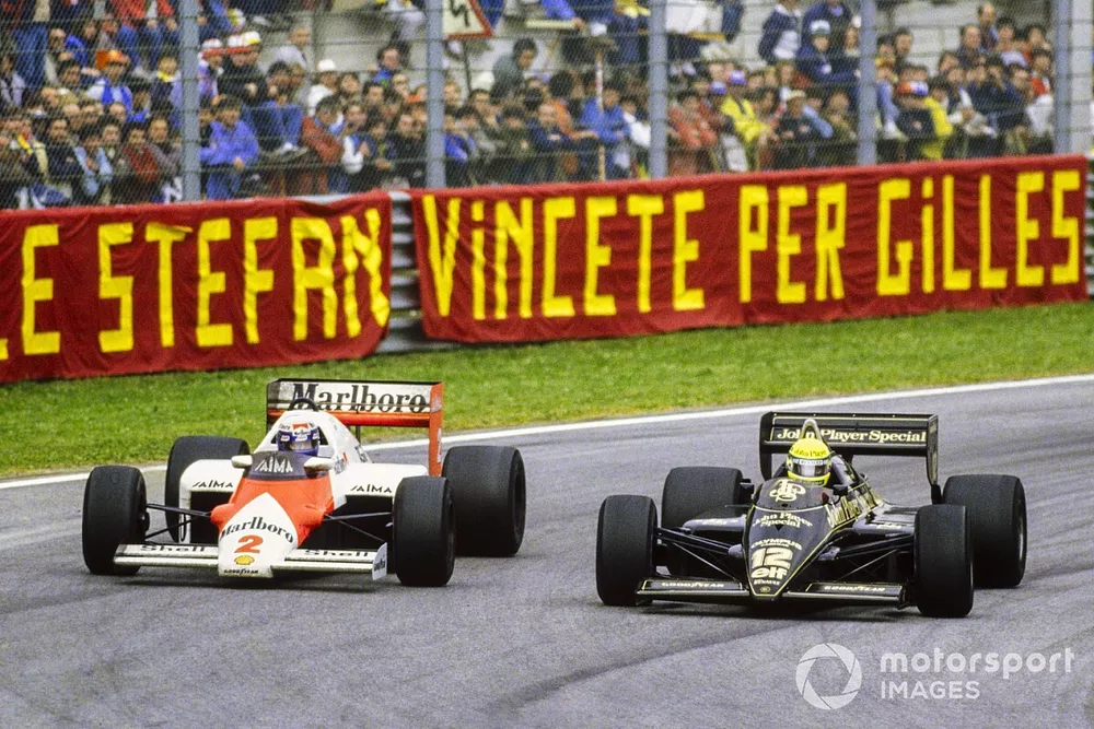 Ayrton Senna, Lotus 97T Renault en Alain Prost, McLaren MP4-2B TAG