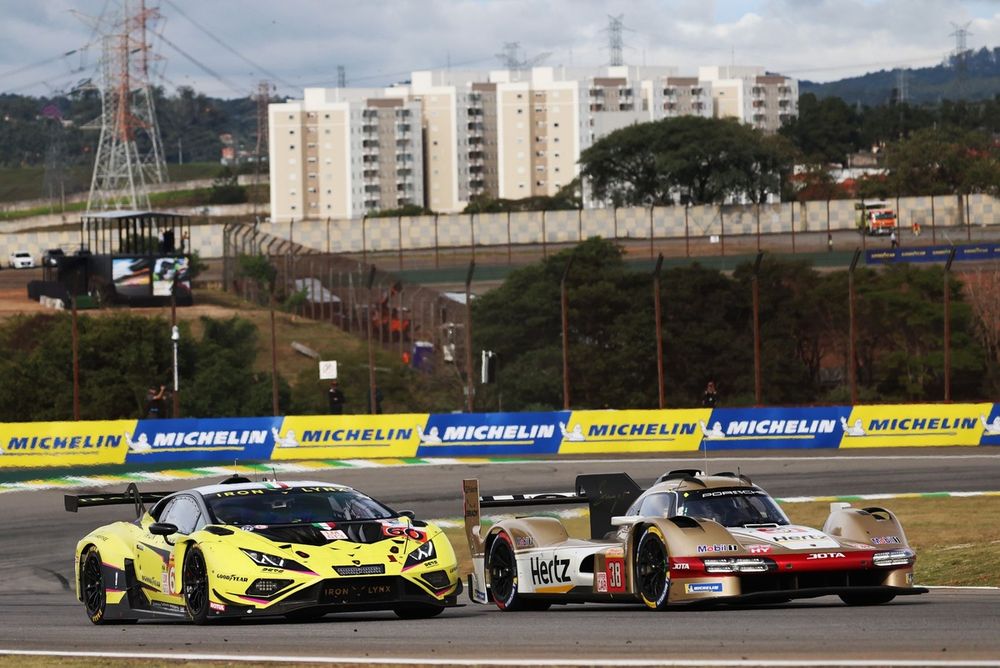 #60 Iron Lynx Lamborghini Huracan LMGT3 Evo2: Claudio Schiavoni, Matteo Cressoni, Franck Perera, #38 Hertz Team Jota Porsche 963: Jenson Button, Philip Hanson, Oliver Rasmussen