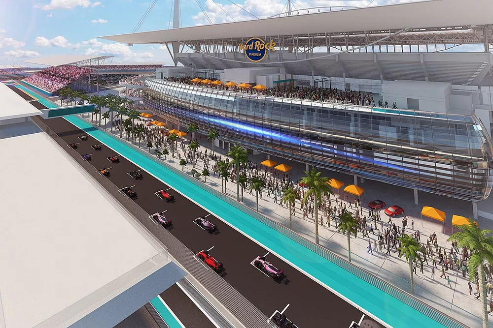 Boceto del circuito de Miami alrededor del Hard Rock Stadium