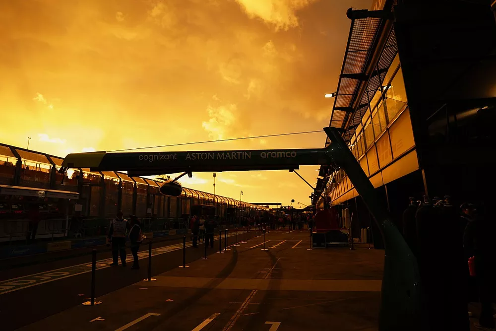 The sun sets at the circuit
