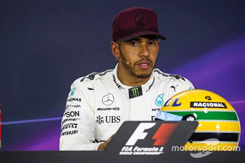 Polesitter Lewis Hamilton, Mercedes AMG F1 in the Press Conference