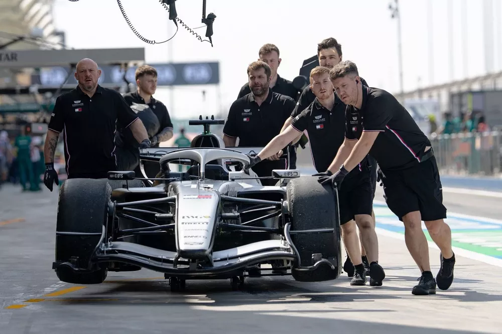 Cadillac pushed down the pit lane
