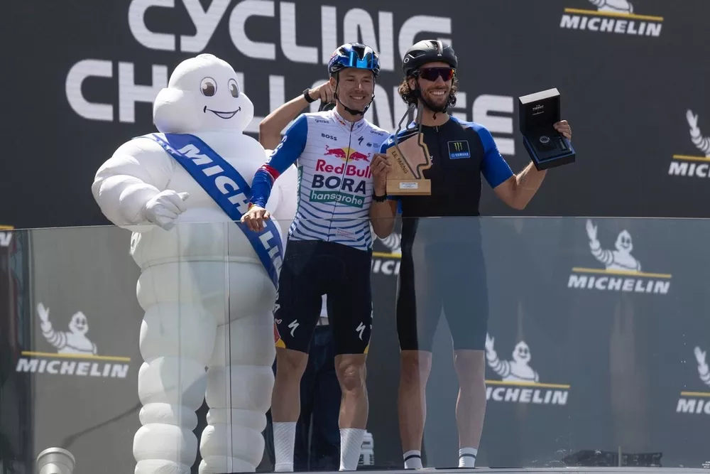 Primoz Roglic y Alex Rins, Le Mans 2026
