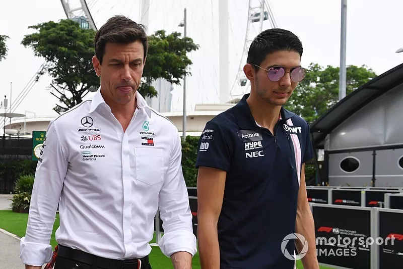 Christian Horner, Red Bull Racing Team Principal, Toto Wolff, Mercedes AMG F1 Director of Motorsport and Esteban Ocon, Racing Point Force India F1 Team 