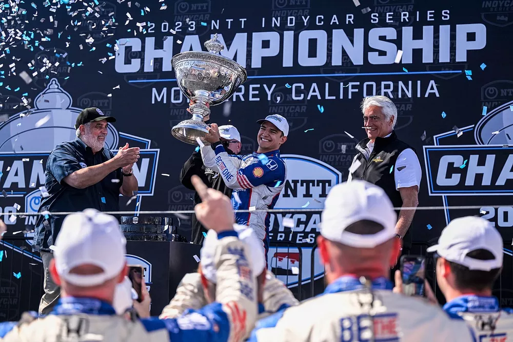 Alex Palou, Chip Ganassi Racing Honda, podium