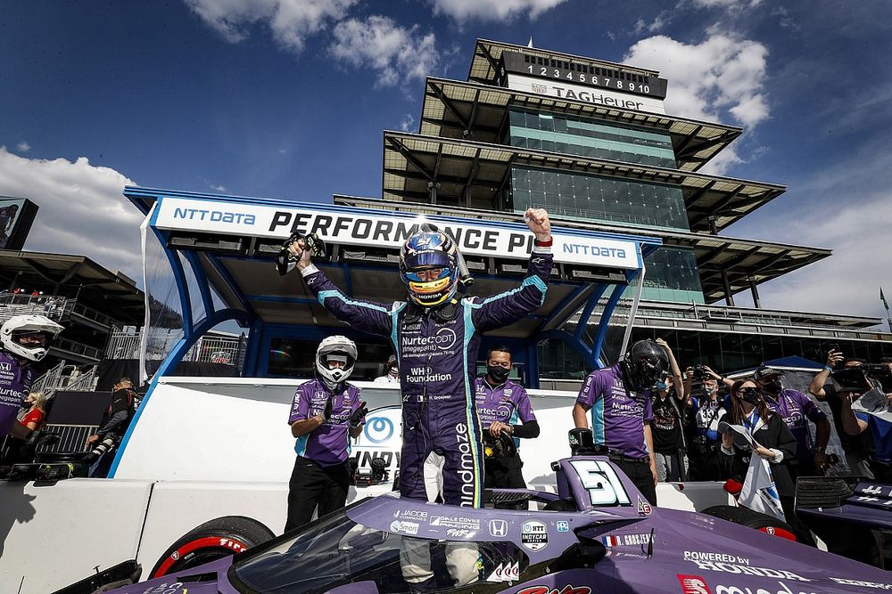 Ganador de la pole Romain Grosjean, Dale Coyne Racing with RWR Honda