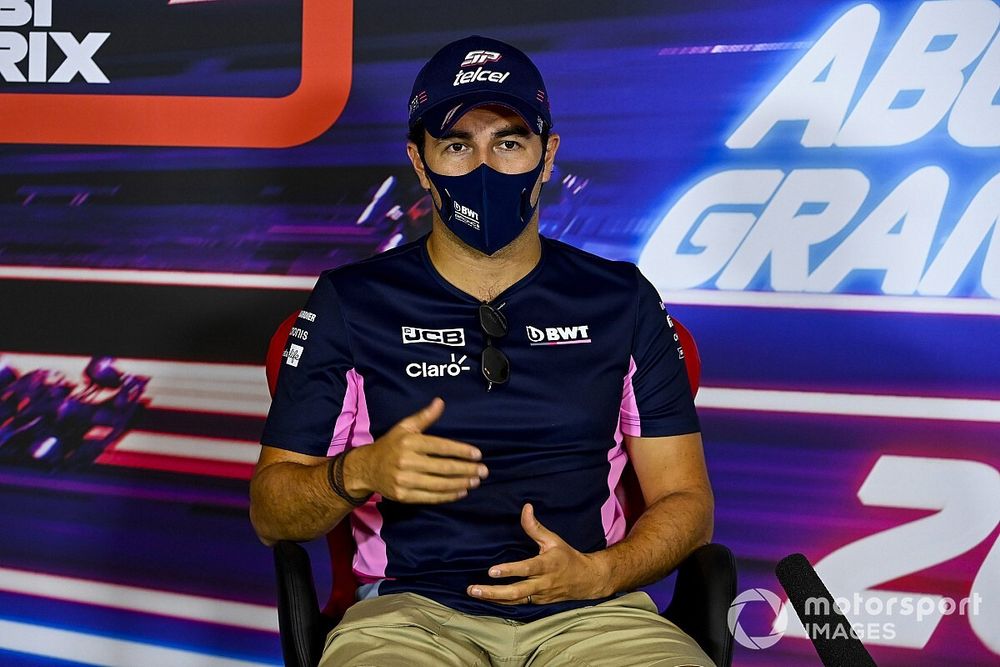 Sergio Perez, Racing Point in the press conference 