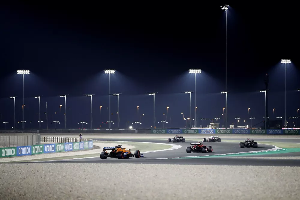 Lewis Hamilton, Mercedes W12, Mick Schumacher, Haas VF-21, Valtteri Bottas, Mercedes W12, Carlos Sainz Jr., Ferrari SF21, and Daniel Ricciardo, McLaren MCL35M