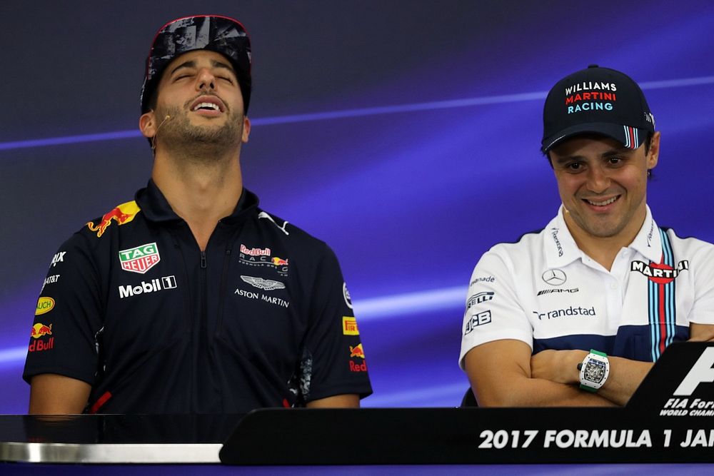 Daniel Ricciardo, Red Bull Racing and Felipe Massa, Williams in the Press Conference