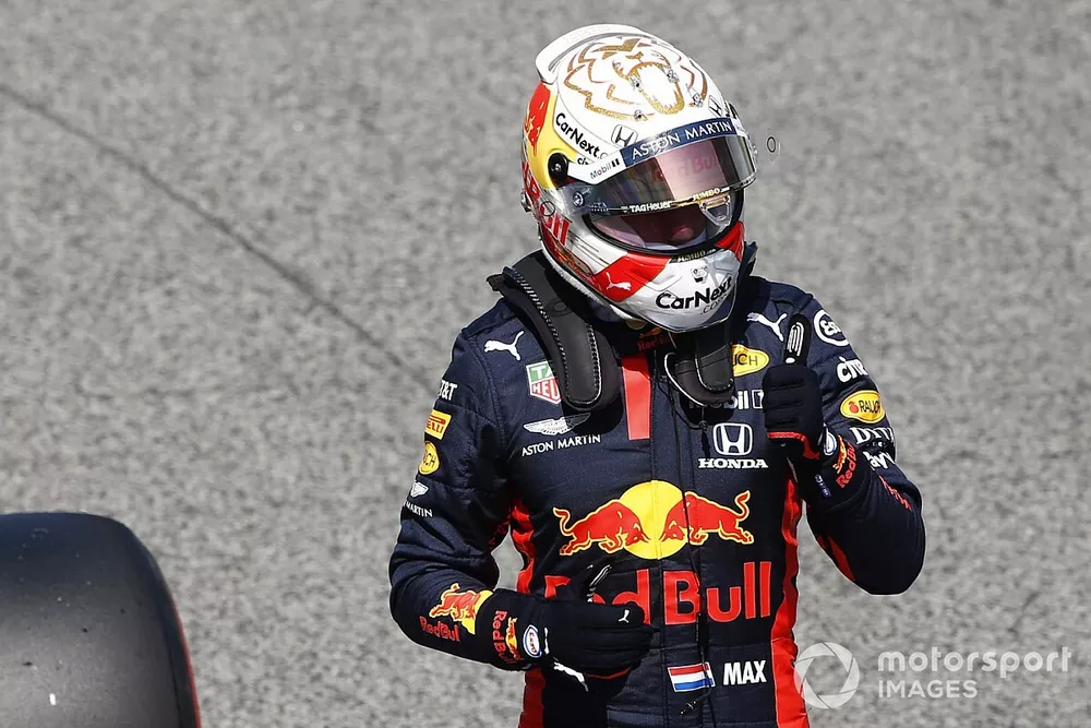 Max Verstappen, Red Bull Racing, exits his car in parc ferme after qualifying in third place