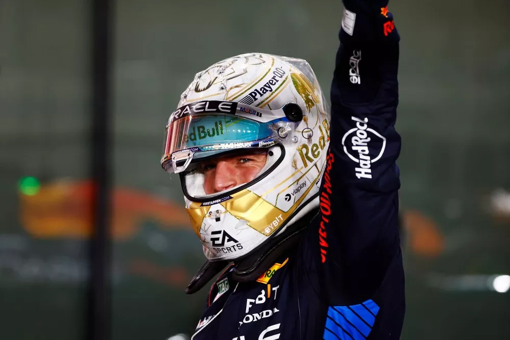 Pole man Max Verstappen, Red Bull Racing, celebrates in Parc Ferme after Qualifying