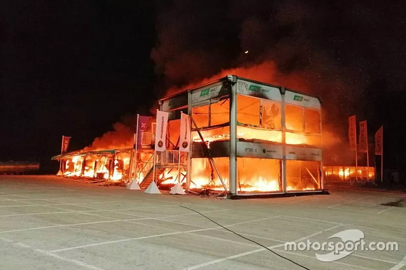 Fire in the Jerez paddock