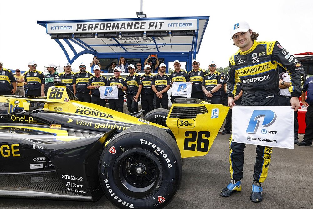 Ganador de la pole Colton Herta, Andretti Autosport Honda