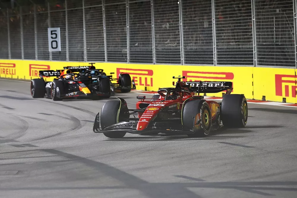 Carlos Sainz, Ferrari SF-23, Max Verstappen, Red Bull Racing RB19, George Russell, Mercedes F1 W14, Lando Norris, McLaren MCL60, Sergio Perez, Red Bull Racing RB19