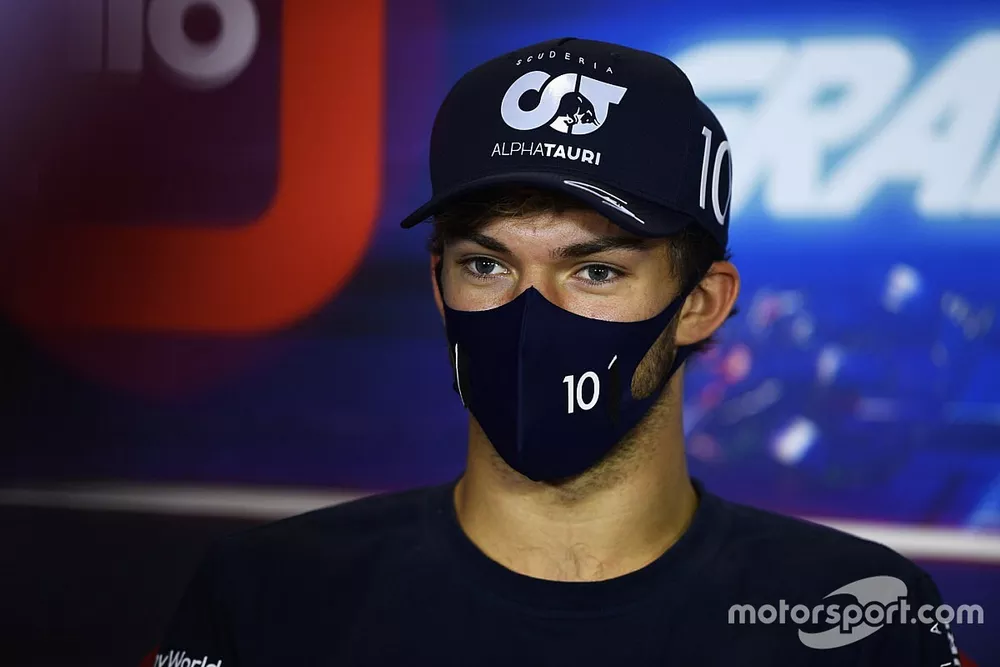 Pierre Gasly, AlphaTauri, en conf&eacute;rence de presse