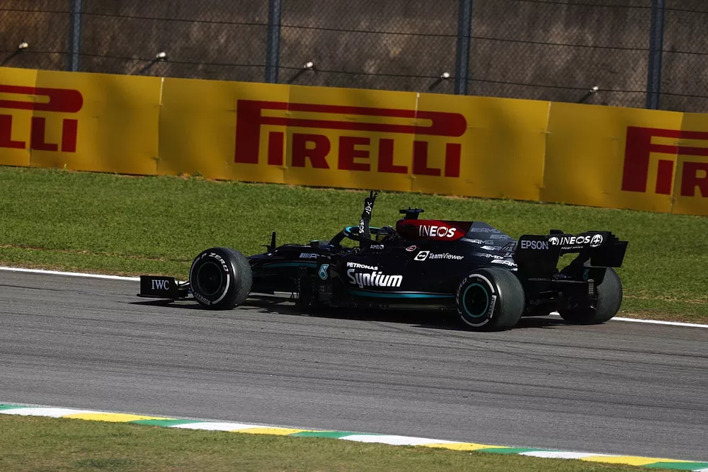 Lewis Hamilton, Mercedes W12, 1st position, celebrates on his way to Parc Ferme