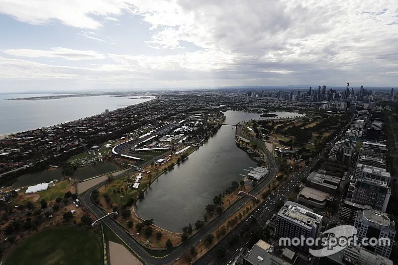 An aerial view of the Albert Park circuit