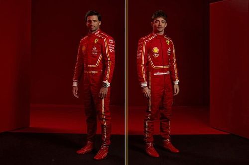 Ferrari da pistas de su coche con los nuevos trajes de Leclerc y Sainz