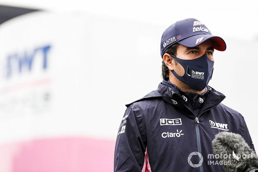 Sergio Perez, Racing Point speaks to the media