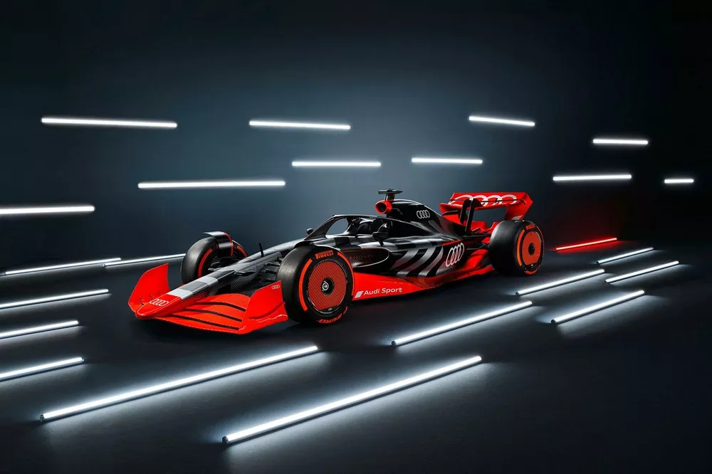 La monoplace de pr&eacute;sentation de l'annonce Audi F1