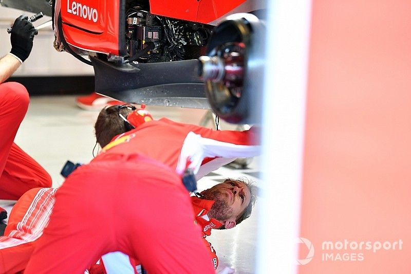 El fondo plano del Ferrari SF71H de Sebastian Vettel