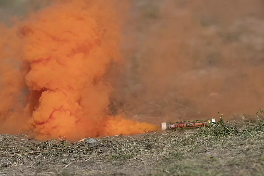 Smoke flare on the trackside