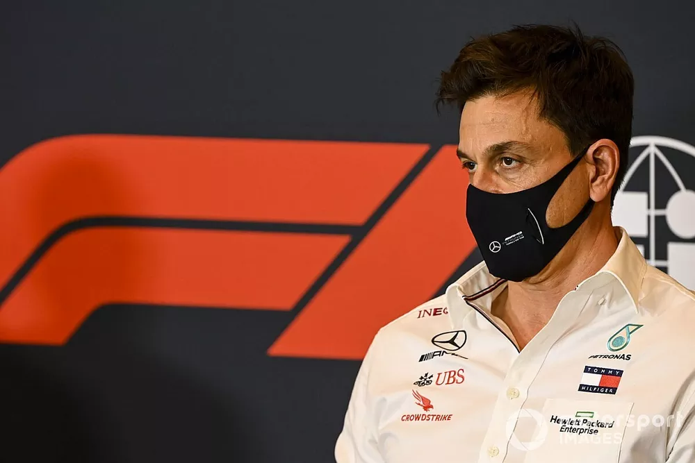 Toto Wolff, Executive Director (Business), Mercedes AMG, in a Press Conference