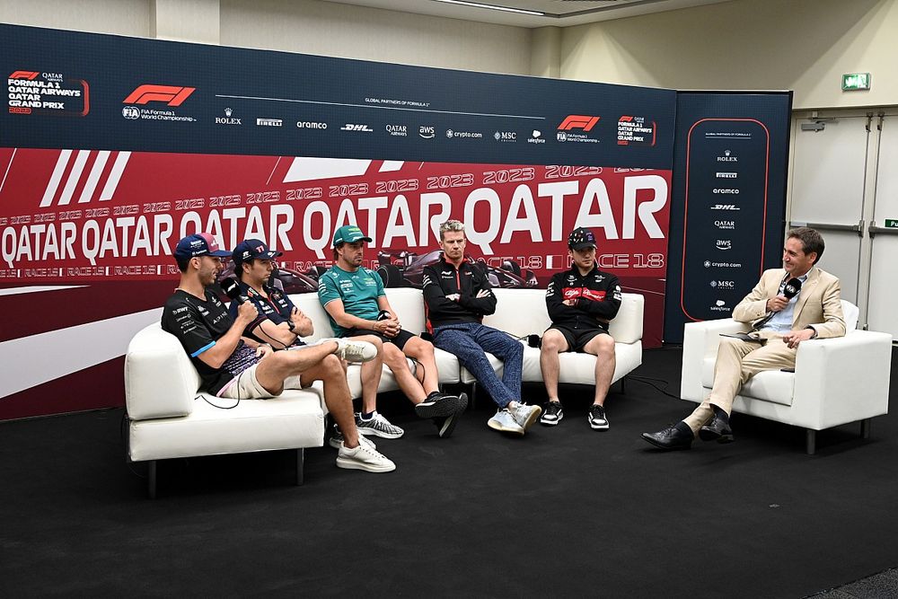 Pierre Gasly, Alpine F1 Team Sergio Perez, Red Bull Racing Fernando Alonso, Aston Martin F1 Team Nico Hulkenberg, Haas F1 Team Zhou Guanyu, Alfa Romeo F1 Team  Press Conference 
