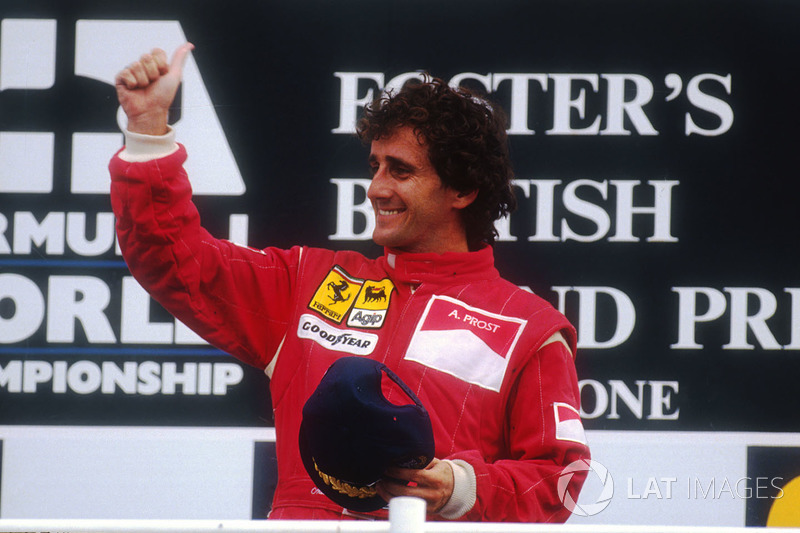 Podium : le vainqueur Alain Prost, Ferrari