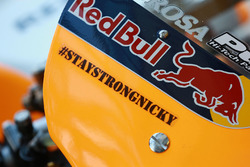 Stay Strong Nicky' Hayden sticker on Pedrosa's bike