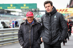 Niki Lauda, Mercedes AMG F1 Non-Executive Chairman and Toto Wolff, Mercedes AMG F1 Director of Motorsport