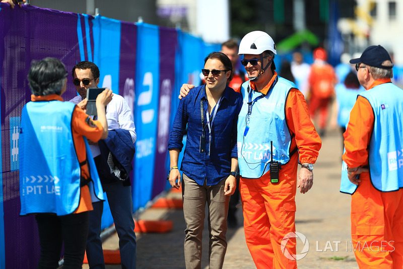 Felipe Massa poses for a photograph with a Marshall