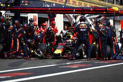 Max Verstappen, Red Bull Racing RB14, pitstop