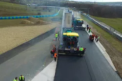 Repaving work on the Hungaroring