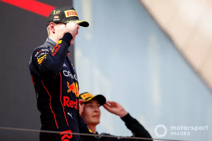 Podio: ganador Max Verstappen, Red Bull Racing