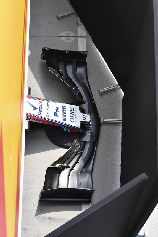 Alerón delantero y detalle del Williams FW41