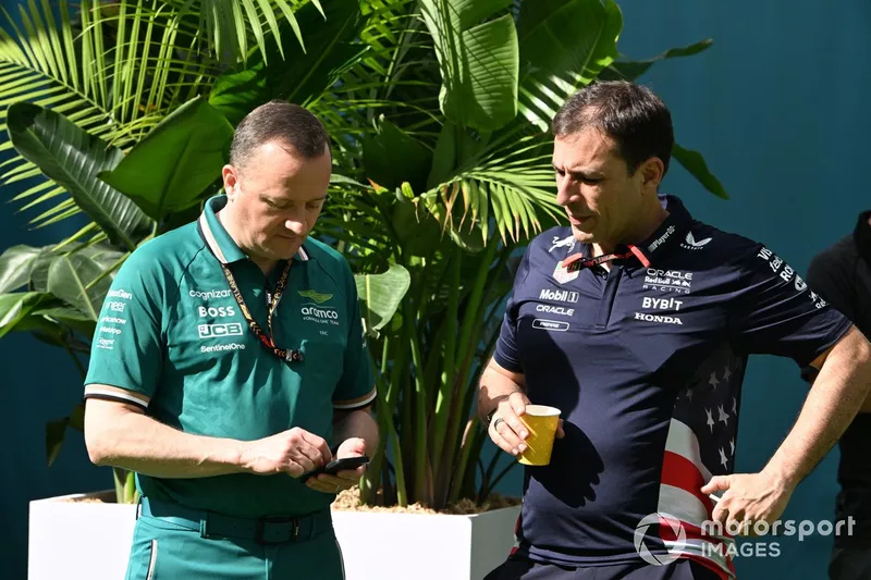 Eric Blandin, directeur technique adjoint, Aston Martin F1 Team, Pierre Wache, directeur technique, Red Bull Racing 